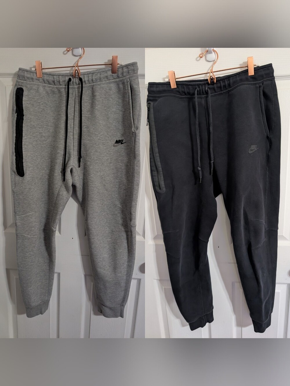 Nike Mens Sweatpants Fleece Joggers Black Gray Lot Of 2 Size Large